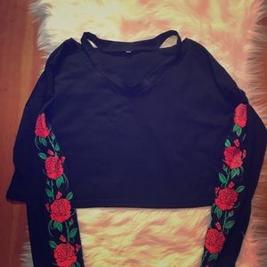 🌹Black long sleeve crop 🌹